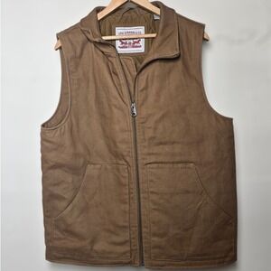 Levi Strauss & Co Mens Brown Quilted Utility Vest‎ Full Zip Collar Workwear  S/P